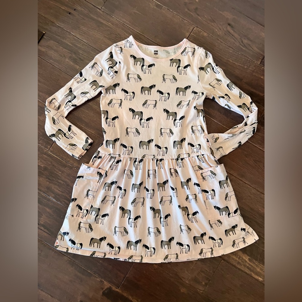 Tea Collection Pink Horse Drop Waist Dress